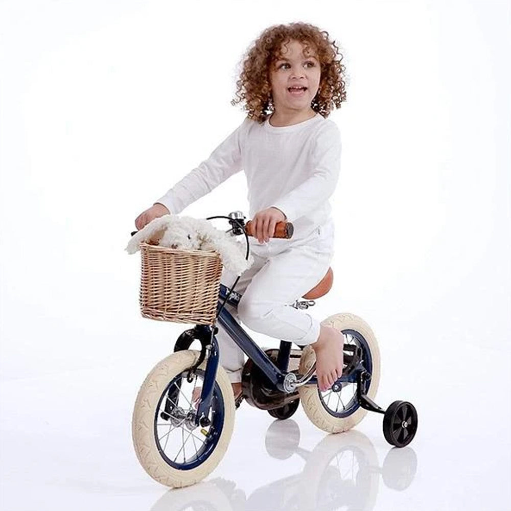 Classic Kids Steel Bike with Wicker Basket - 4 cols