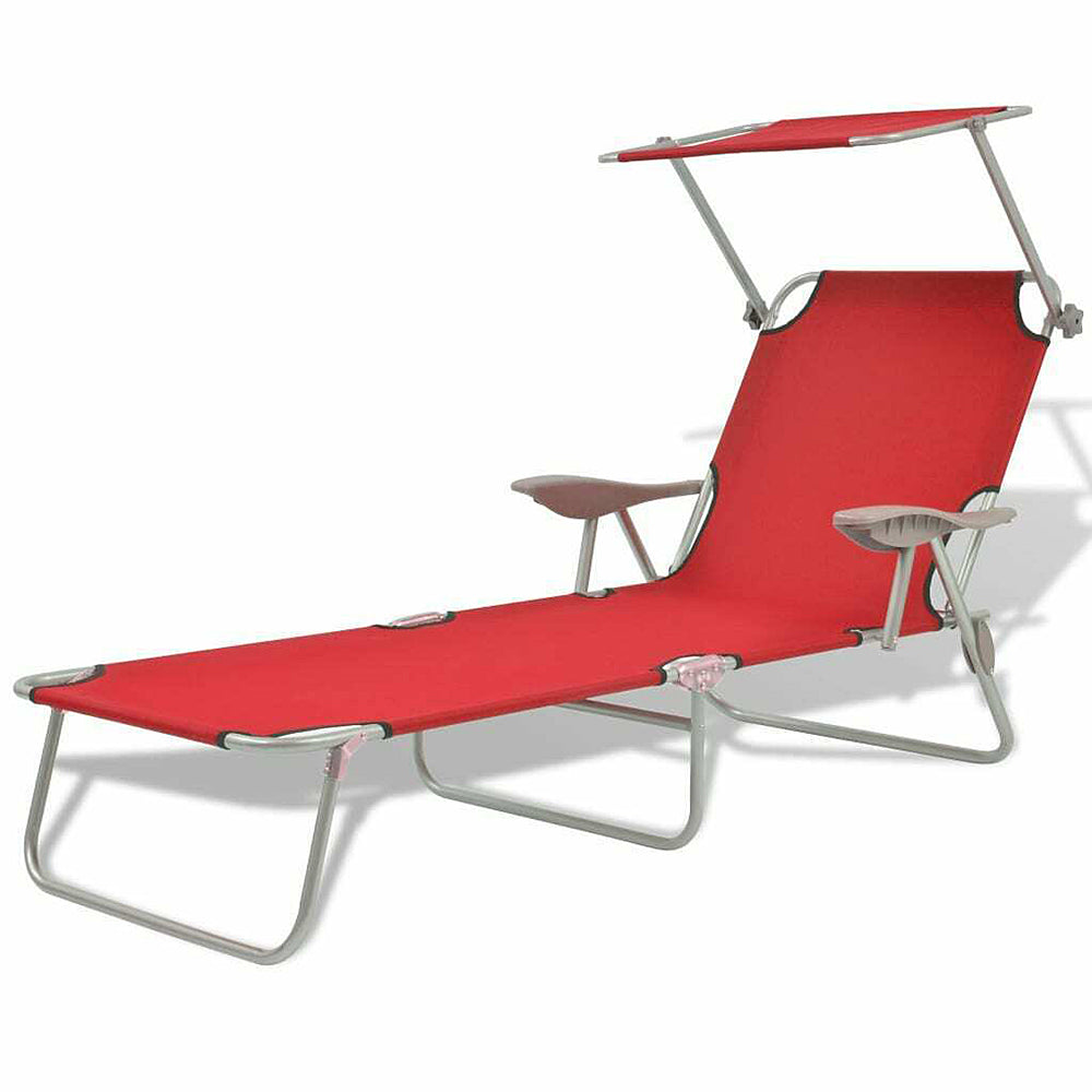 Foldable Reclining Sun Lounger with Shade/Roof – 5 Colours