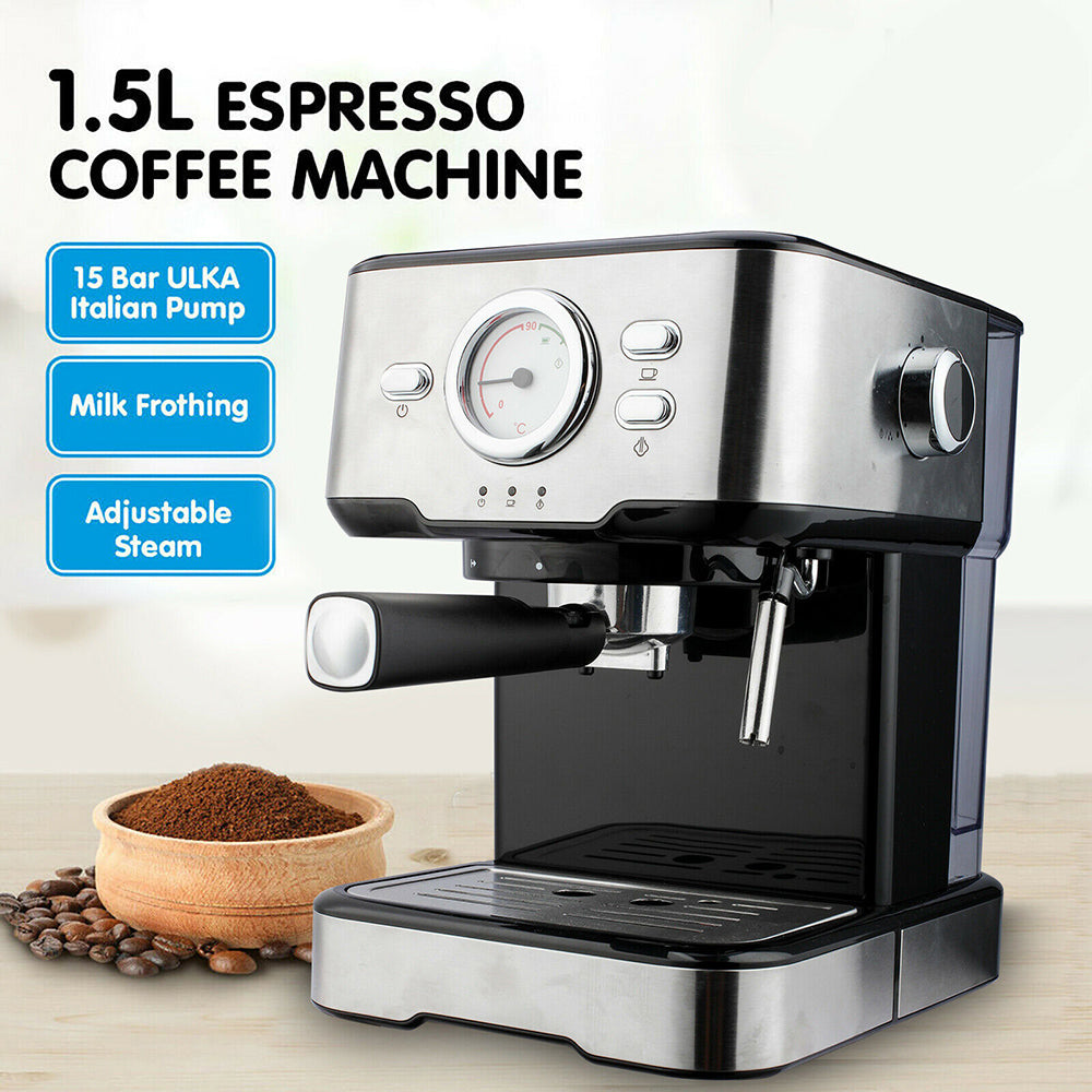 The Pro Espresso Coffee Machine w/Superior Milk Frother -15 Bar Italian