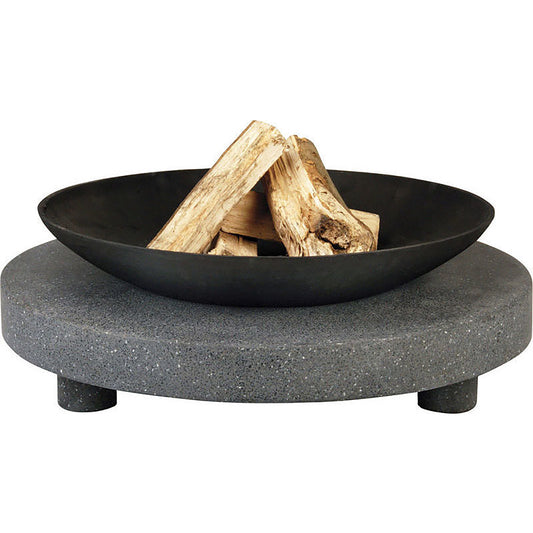 Fiorella Cast Iron Round Bowl & Round Stone Base Fire Pit