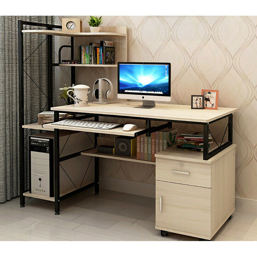 Cachet Multi-Function Computer Desk/Workstation with Shelves & Cabinet