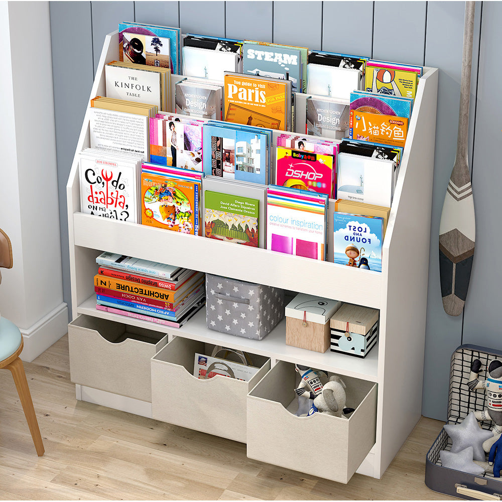 Funfair Book & Magazine Rack with Storage Drawers - 3 Colours