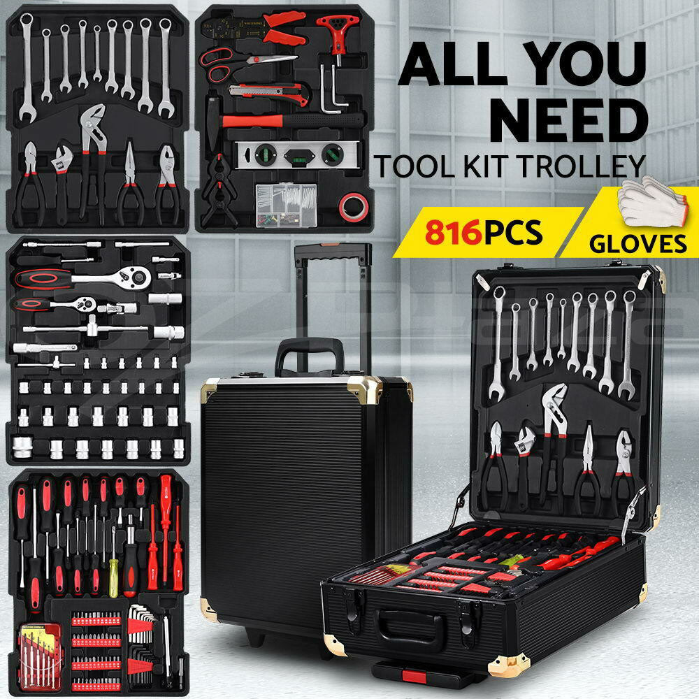 Handyman Tool Box Kit on Wheels/Trolley Case DIY Toolkit - 816pcs