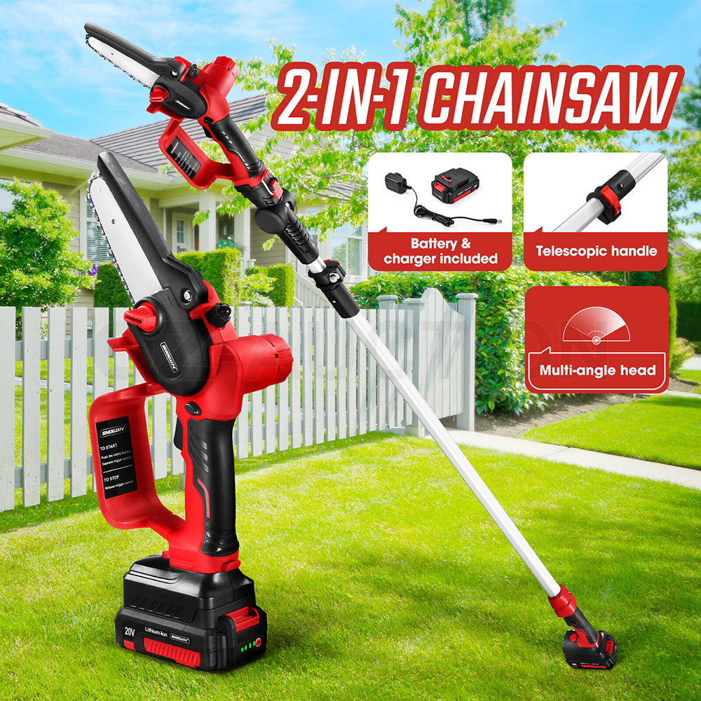 2 In 1 Cordless Electric Chainsaw w/Telescopic 1.78m Pole