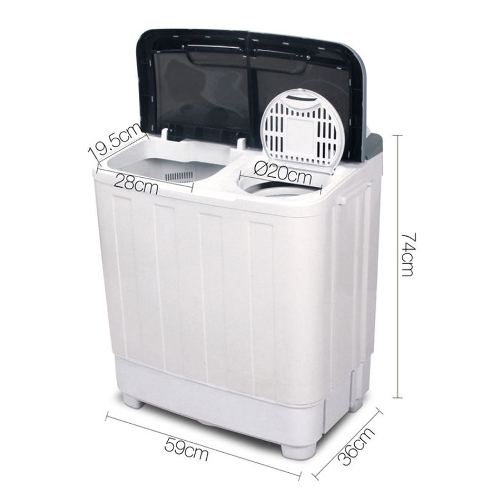 OOS 5KG Mini Portable Twin Tub Washing Machine - White - Deluxe Home Delight