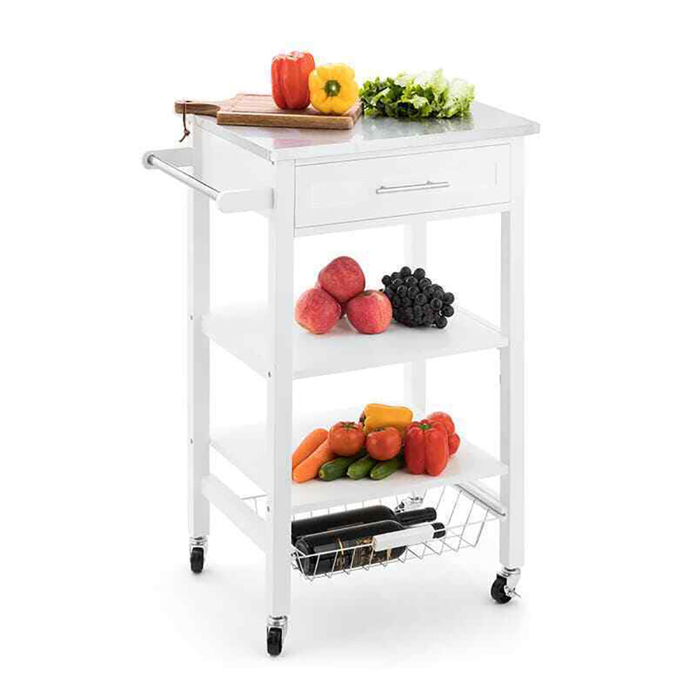 Fidelia Stainless Steel Kitchen Trolley - White or Grey