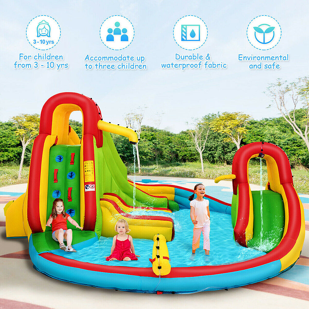 FunLovin' Inflatable Jumping Castle w/Water Slide, Water Cannon, Basketball