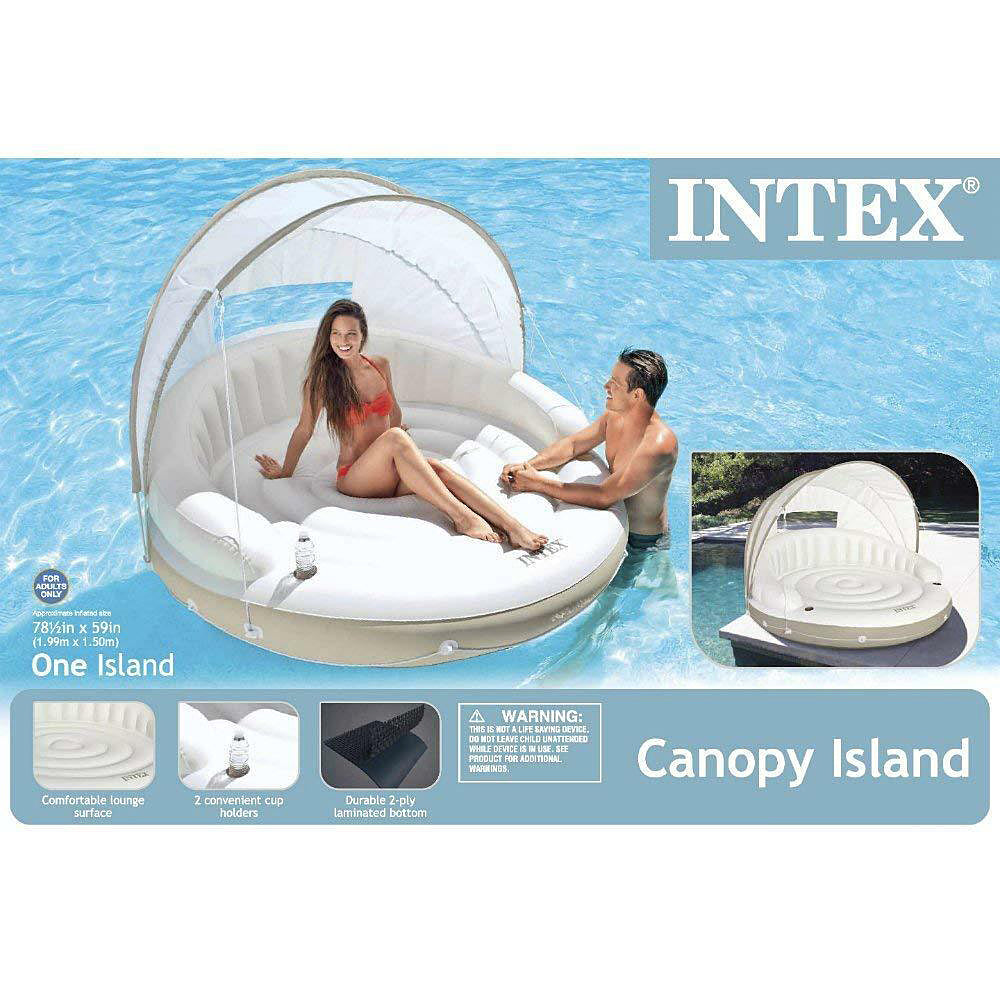 SweetLife Inflatable Floating Island Lounge w/Detachable Sun Shade Pool - Deluxe Home Delight