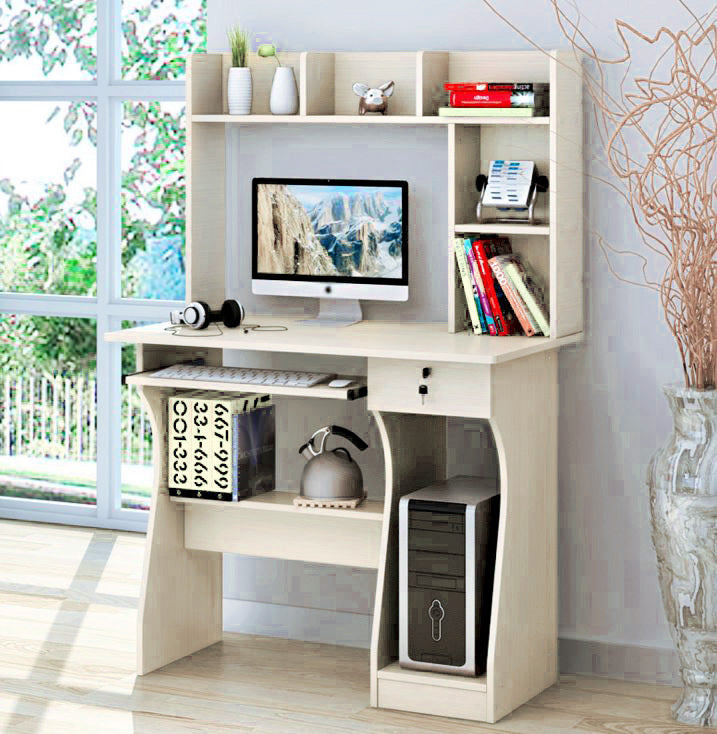 Deluxe Combination Workstation - Computer Desk w/Shelves, Drawer, Lockable. 3 Colours - Deluxe Home Delight