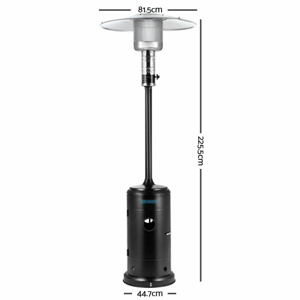 Silva Portable Gas Patio Heater - Black with Silver - Deluxe Home Delight