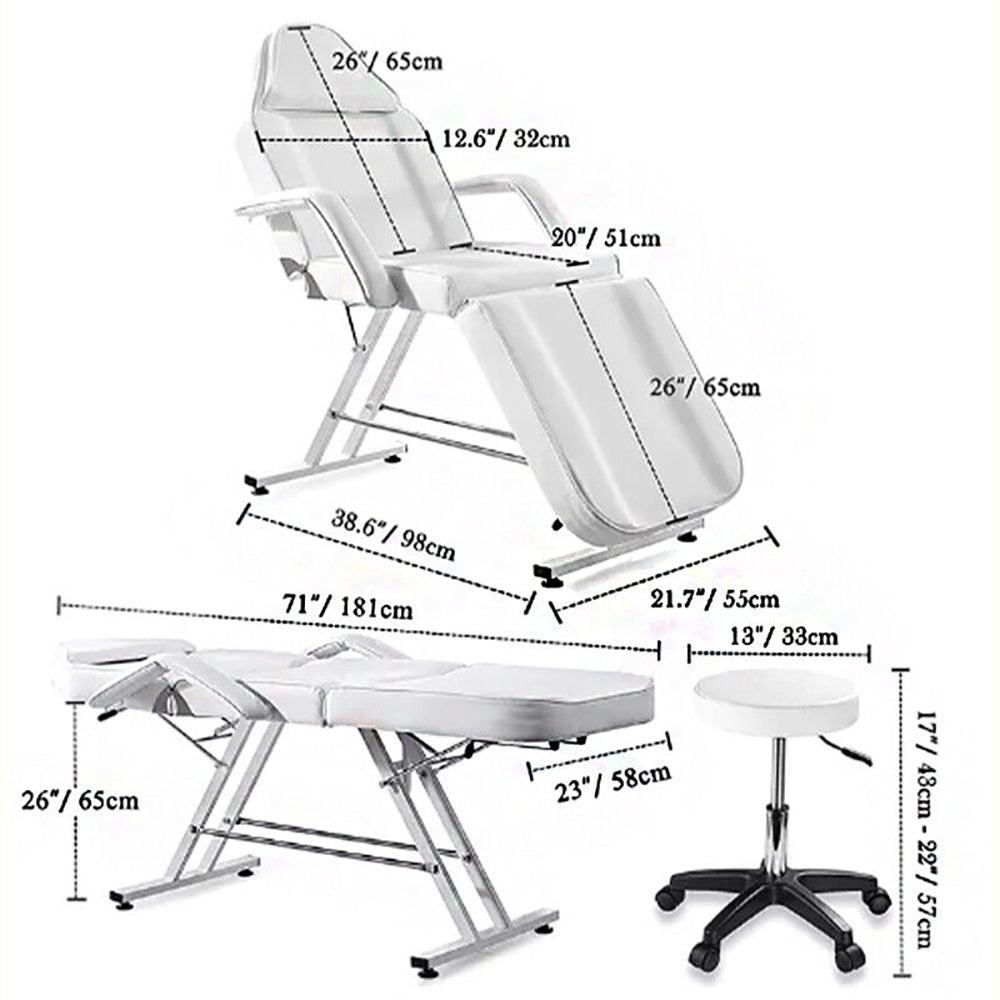 Massage Table/Beauty Bed w/Chair - 3 Fold w/Stool