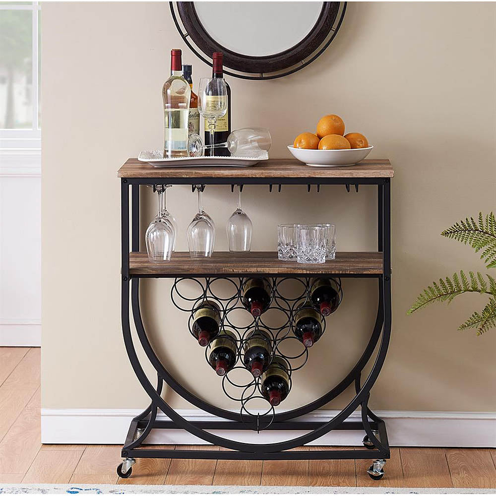 CityLiving Vintage-Style Wine Rack/Cart w/Glass Holder