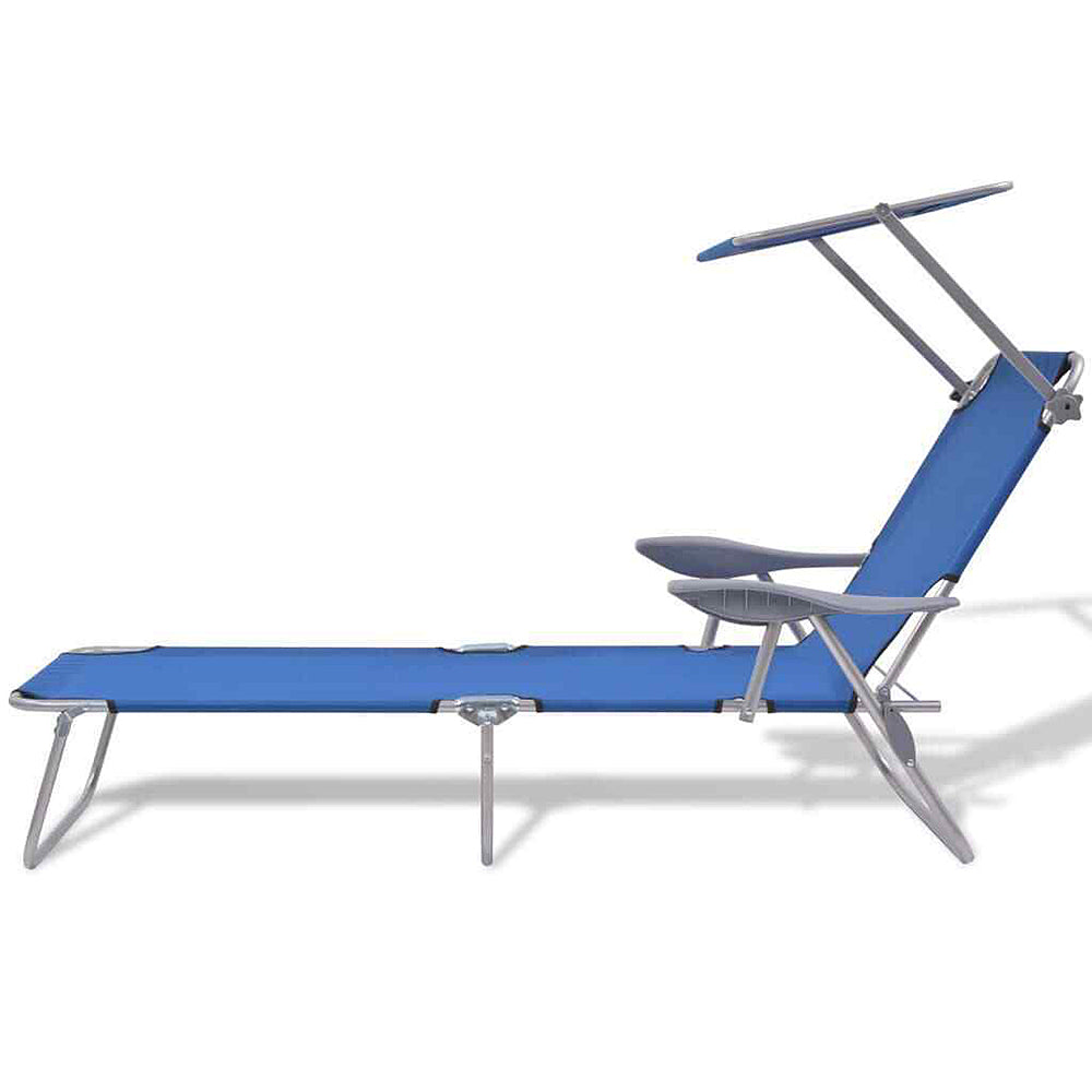 Foldable Reclining Sun Lounger with Shade/Roof – 5 Colours