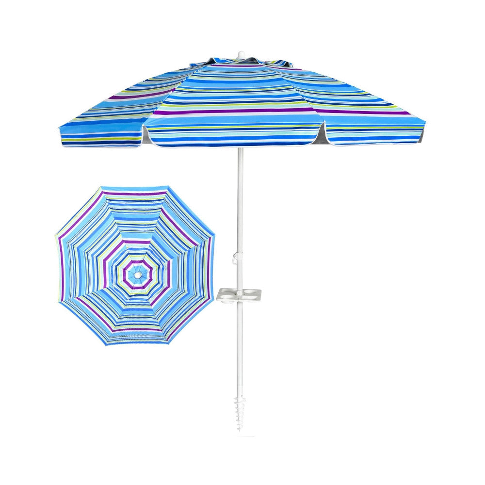 Vivi Beach Umbrella/Sun Shade w/Cup Holder & Carry Bag