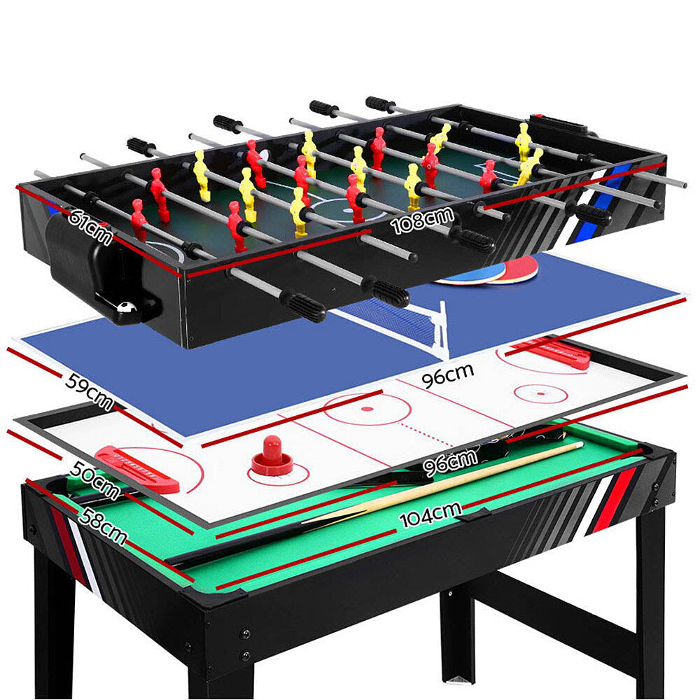 Whazza! 4-In-1 : Pool, Soccer/Foosball, Hockey and Ping Pong Games Table - 2 Sizes