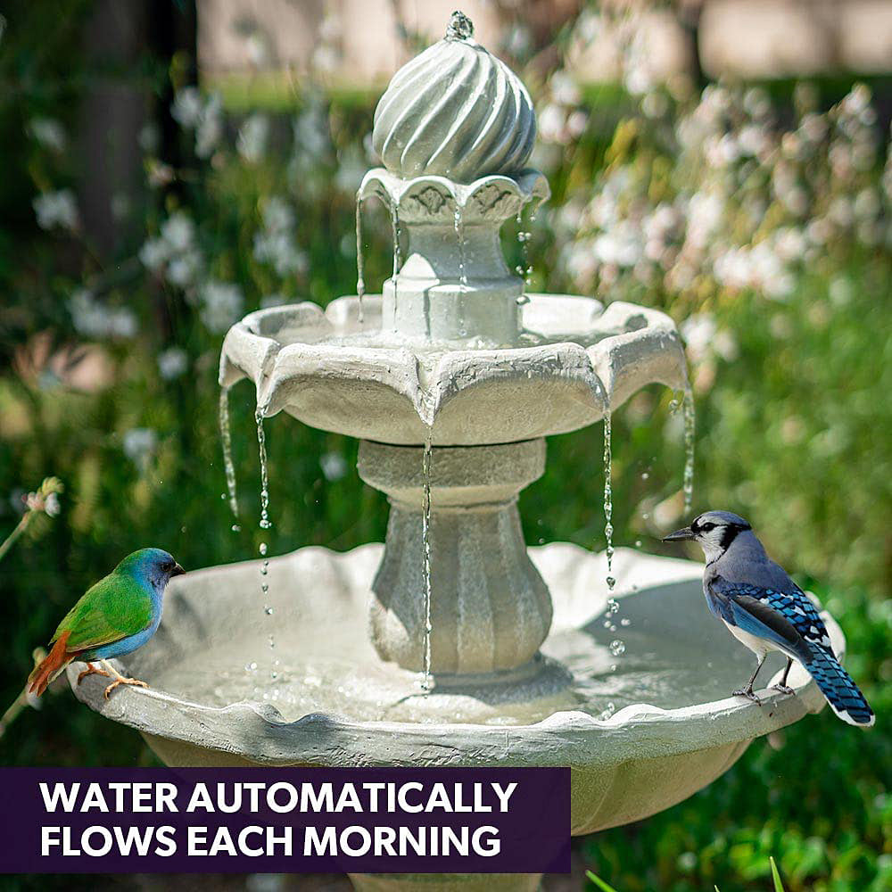 Antiva 3 Tier Solar Powered Water Feature/Fountain/Bird Bath - Light Grey