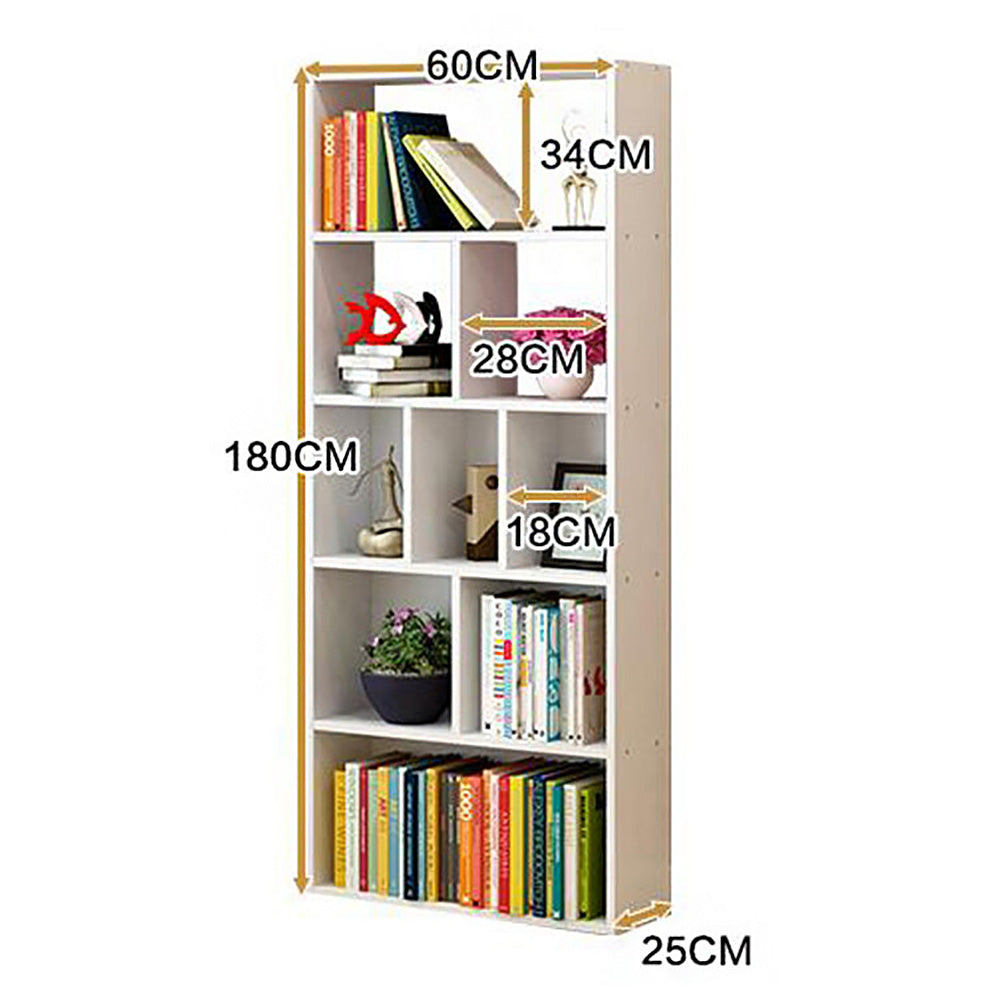 Bookshelf Organiser with 9 Spacious Shelve - 1.8m High, 3 Cols - Deluxe Home Delight