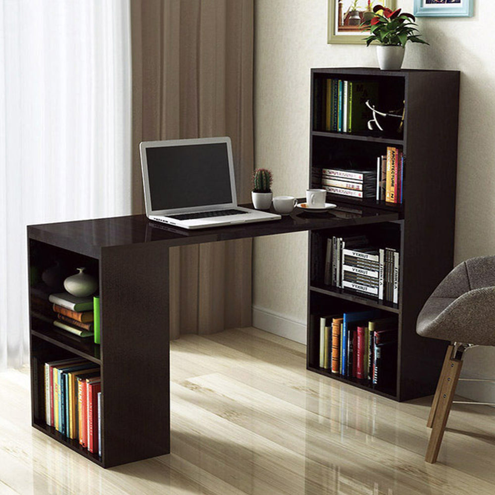 Redondo Curved Desk Workstation/Computer Combo - 5 Storage Shelves - Deluxe Home Delight