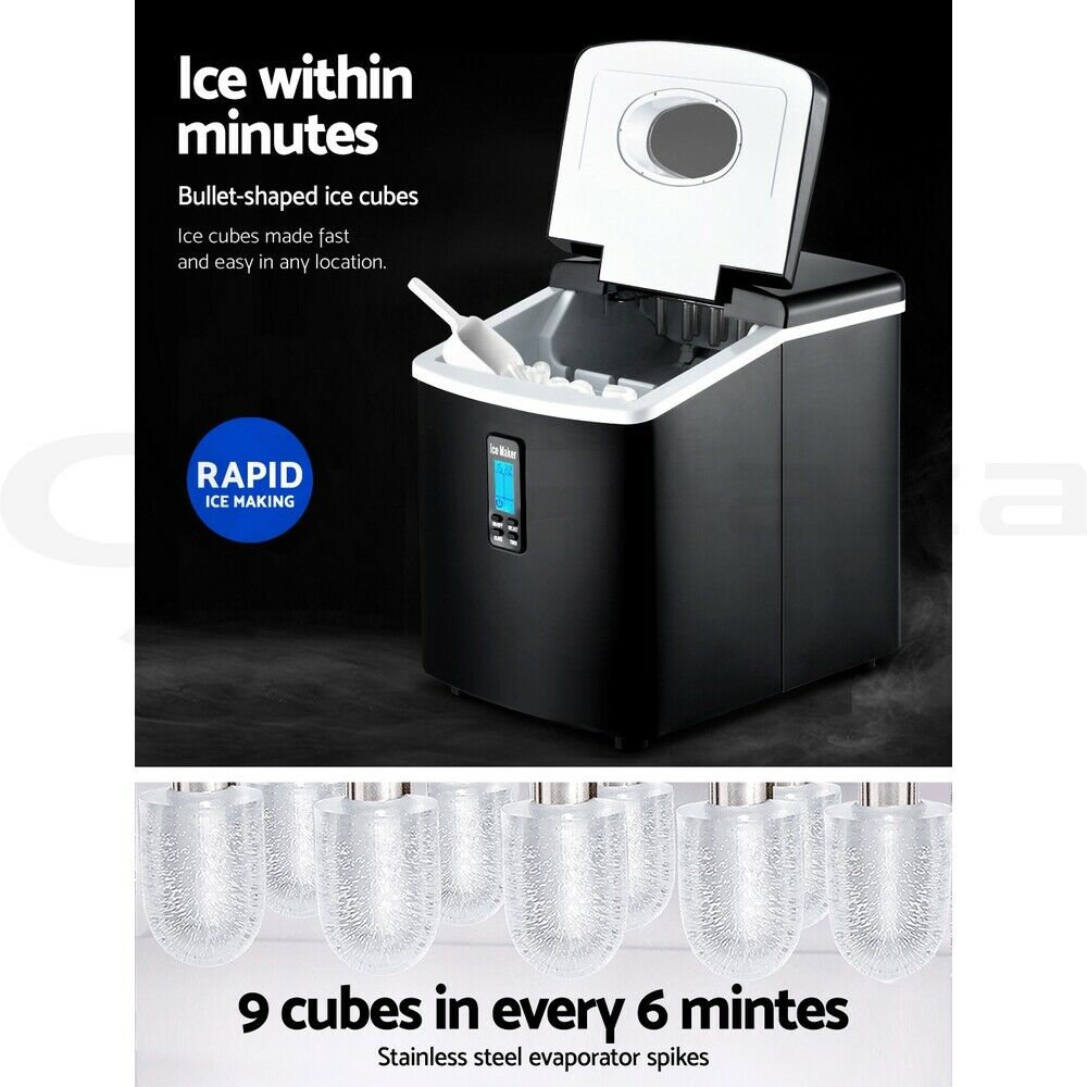 3.2L InStyle Portable Benchtop Ice Cube Maker  - Black or Grey