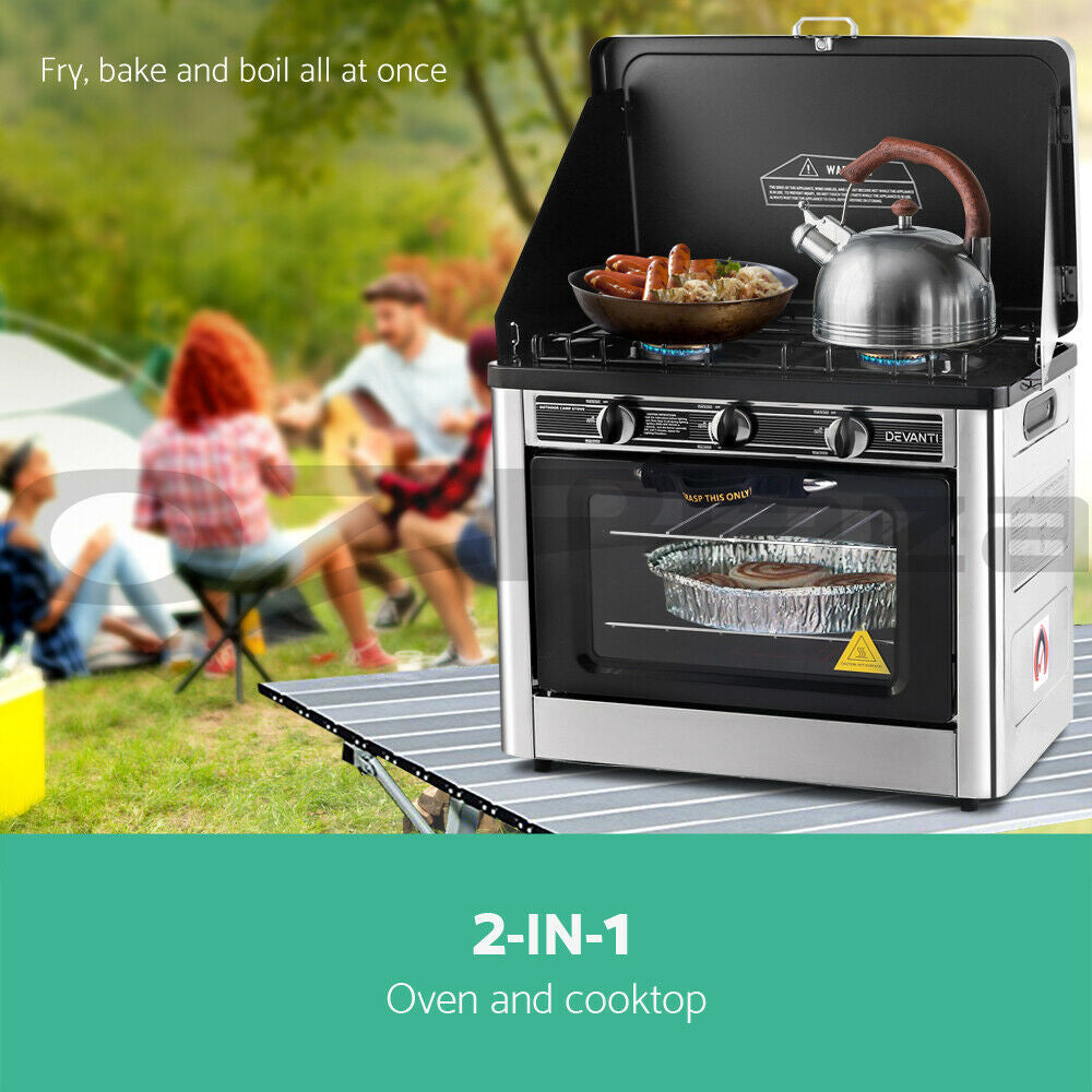 Portable 3 Burner Gas LPG Oven/Stove for Camping and Caravans