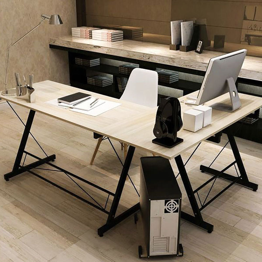 Freedom Corner Computer Desk - Double Workstation - 3 Cols - Deluxe Home Delight