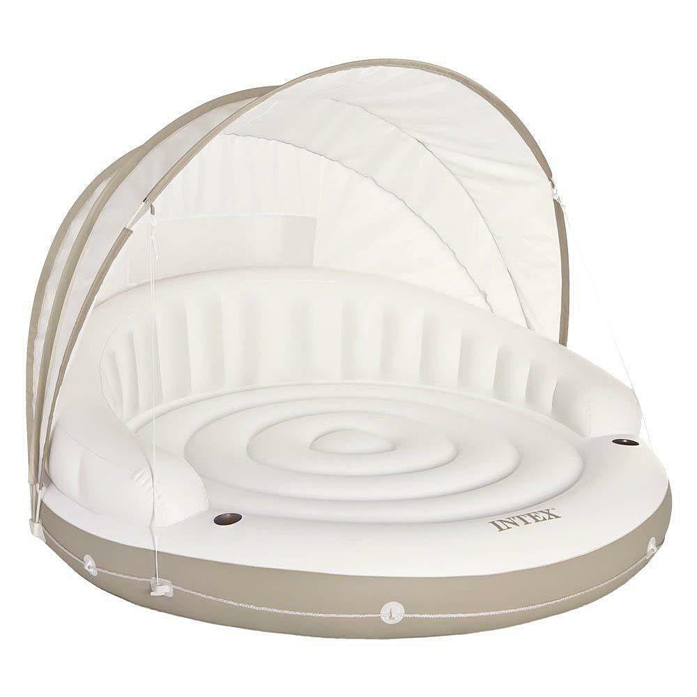 SweetLife Inflatable Floating Island Lounge w/Detachable Sun Shade Pool - Deluxe Home Delight