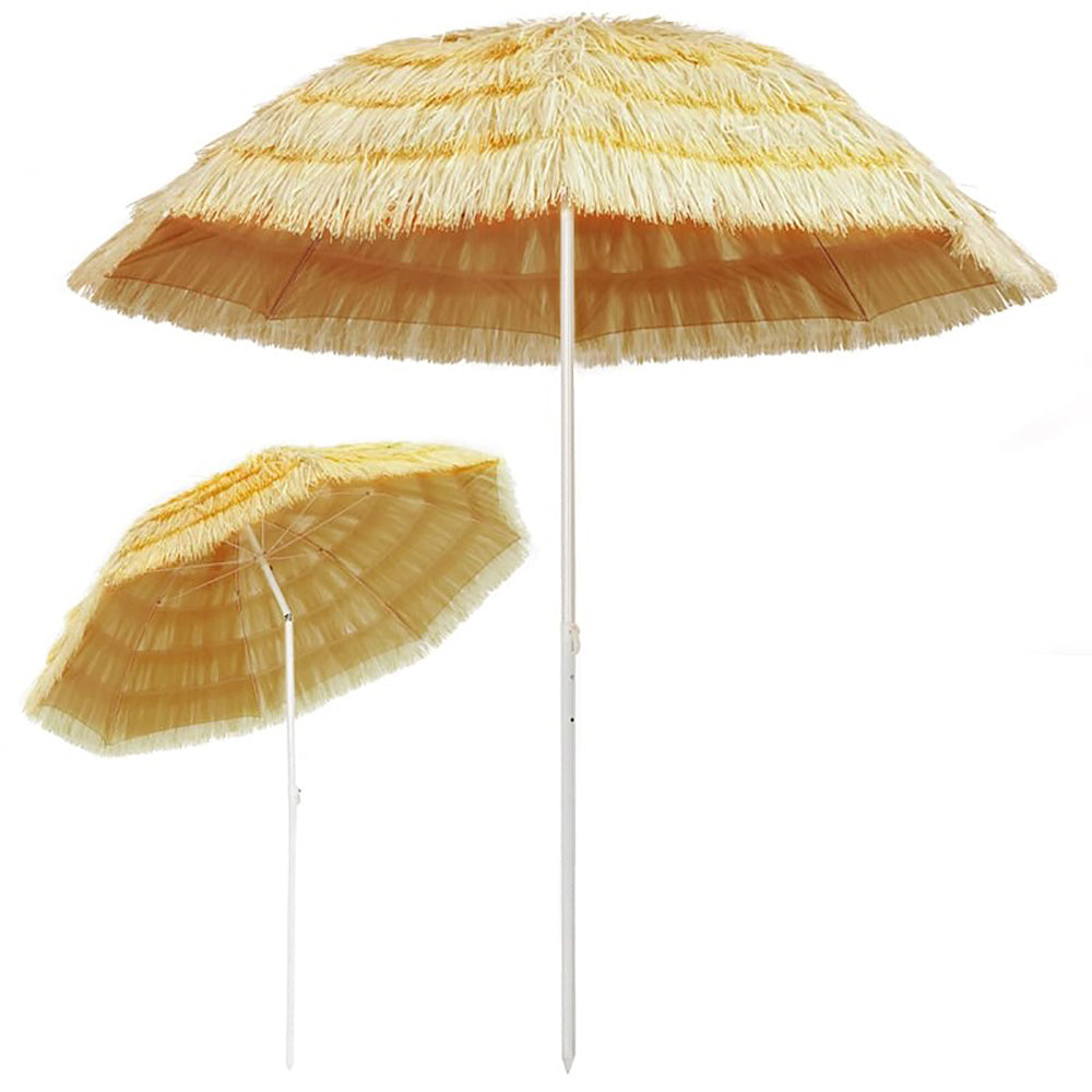 Hawaii Style Aloha Natural Beach Umbrella – 2 Sizes 180 and 240cms - Deluxe Home Delight