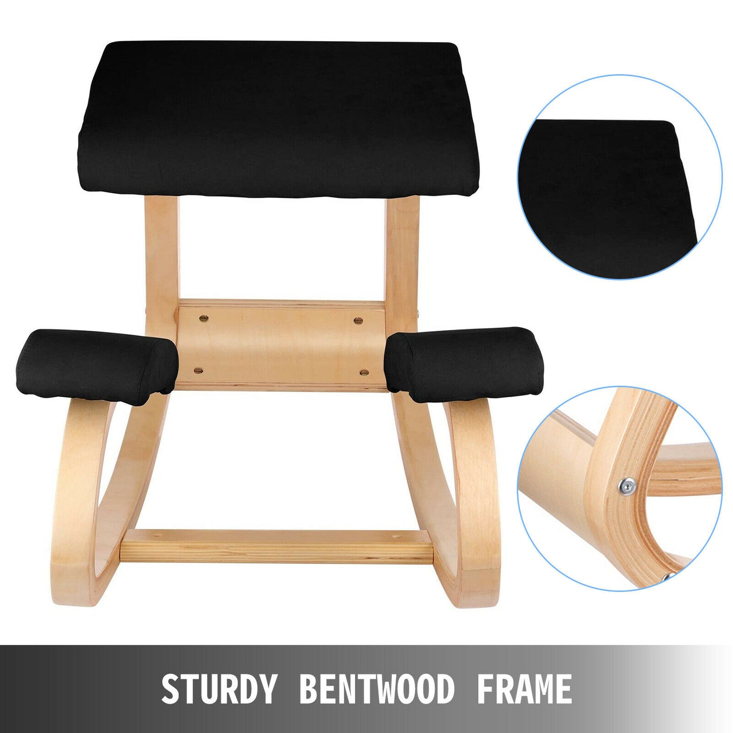 FitHealthy Ergonomic Wood Kneeling Chair W/ Cushion