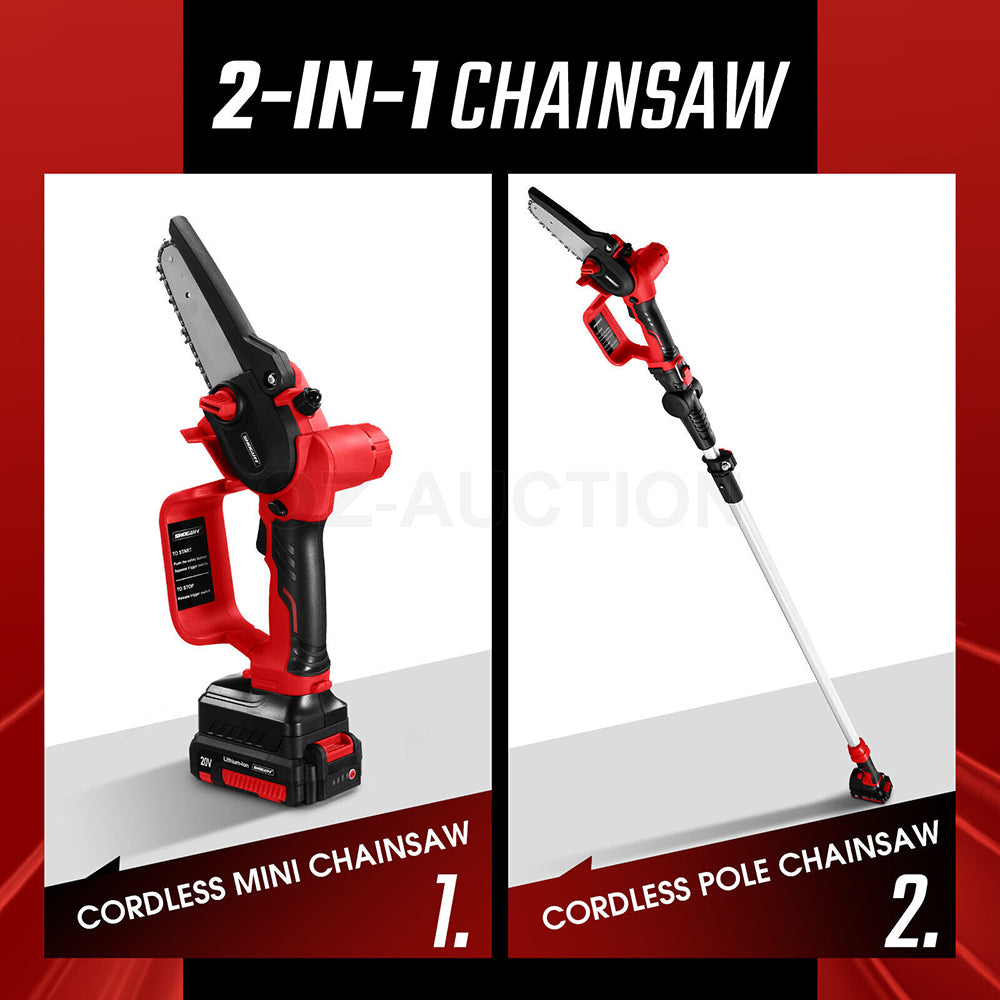 2 In 1 Cordless Electric Chainsaw w/Telescopic 1.78m Pole