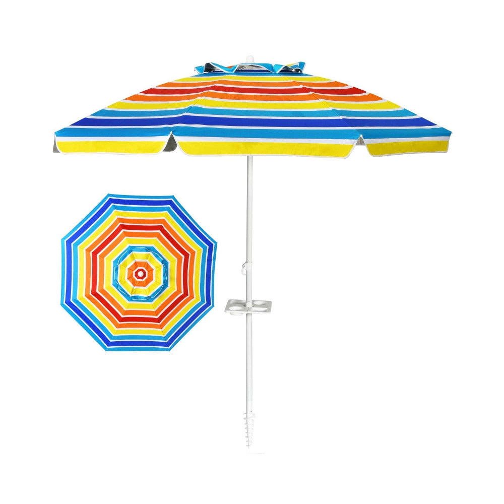 Vivi Beach Umbrella/Sun Shade w/Cup Holder & Carry Bag