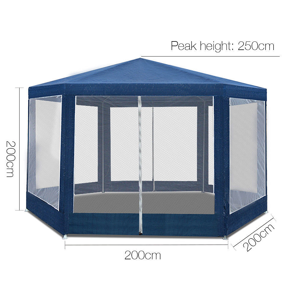 Sylvana 6-Sides Netted Gazebo -  Navy Colour - Deluxe Home Delight