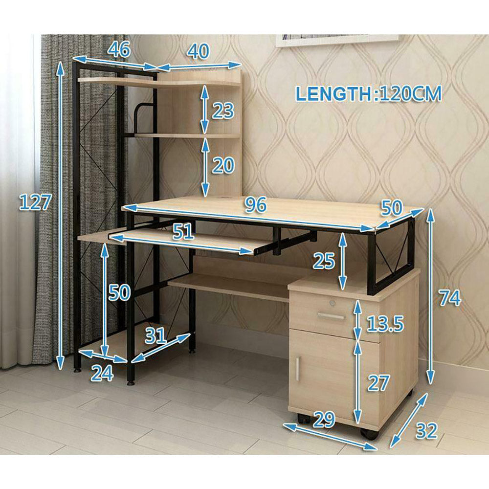 Cachet Multi-Function Computer Desk/Workstation with Shelves & Cabinet