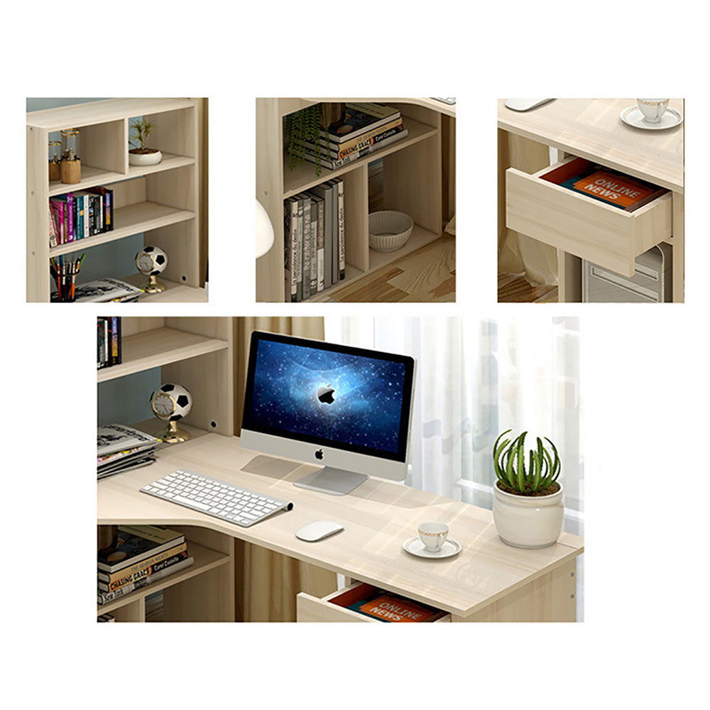 Redondo Curved Desk Workstation/Computer Combo - 5 Storage Shelves - Deluxe Home Delight