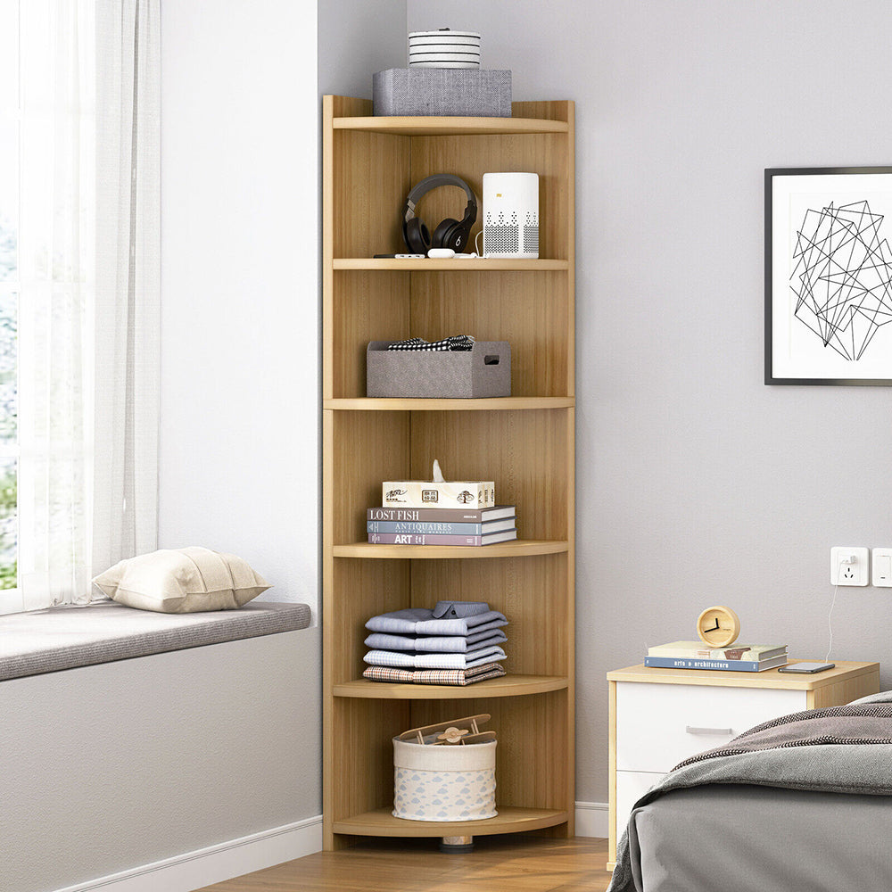 Renown 5 Tier Large & Stylish Wooden Corner Shelf Unit