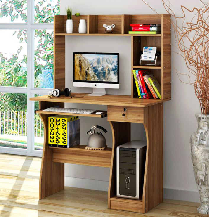 Deluxe Combination Workstation - Computer Desk w/Shelves, Drawer, Lockable. 3 Colours - Deluxe Home Delight