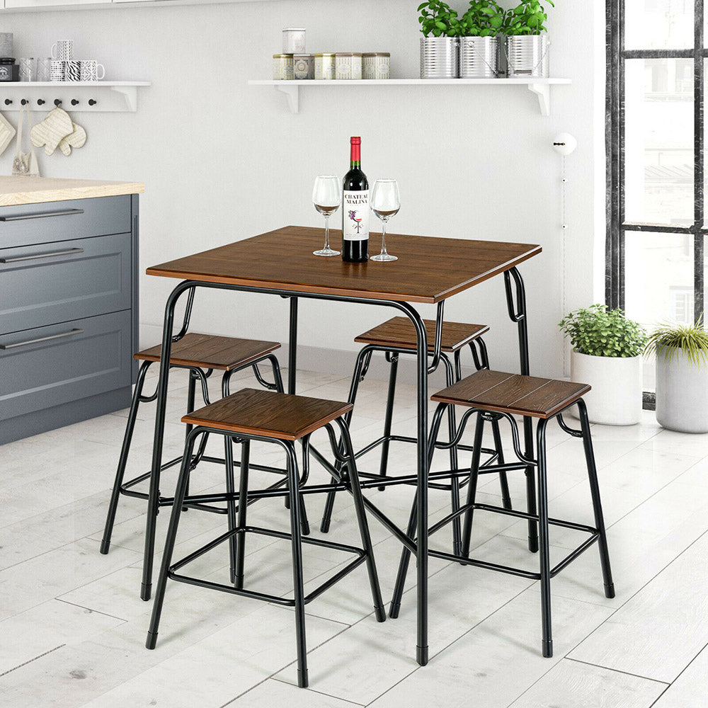 HomeLiving 5-piece Bar/Table Set w/ 4 Counter Height Bar Stools