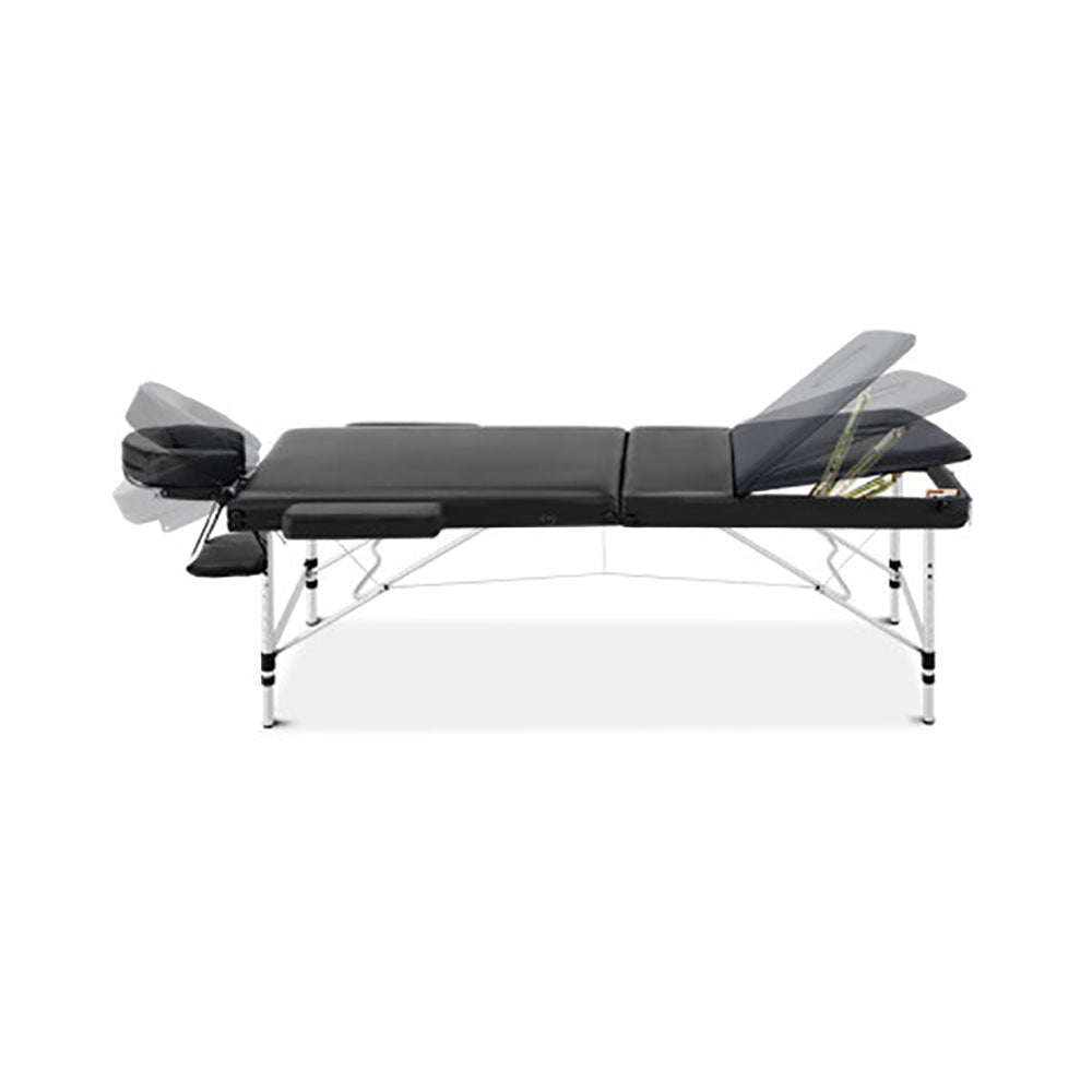 Portable Aluminium Massage Table - 3 Fold, 8 Height Adjustments up to 250kg