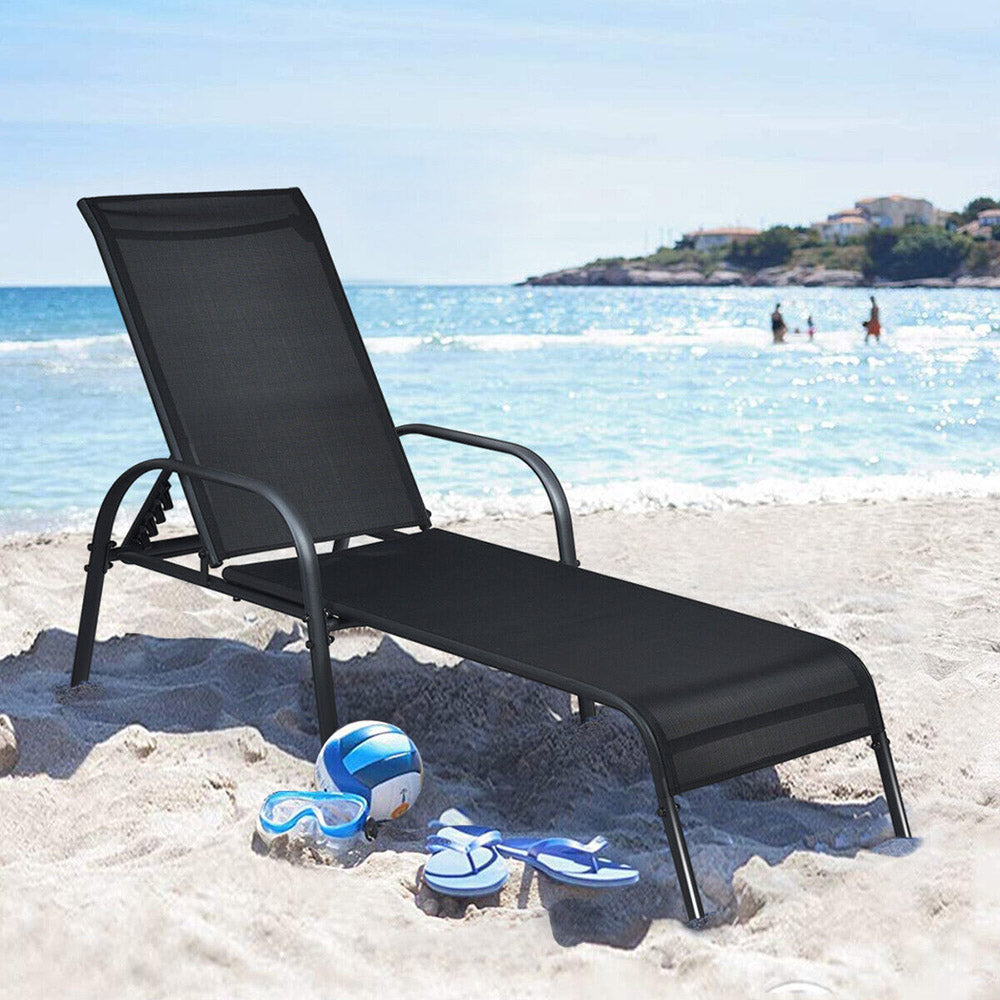 Recliner/Folding Sun Lounge & Beach Chair - 5 Adjustable Angles