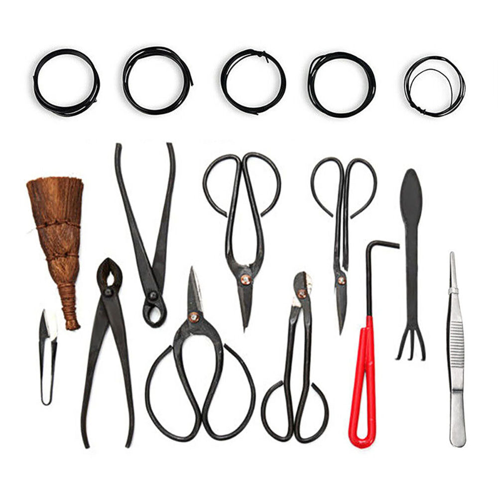 Garden Bonsai Tool Kit (16 pcs) : Carbon Steel, Nylon Case