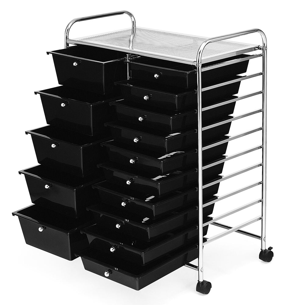 Rolling Storage Cart/Trolley Home & Office  w/ Wheels - 15 Drawers