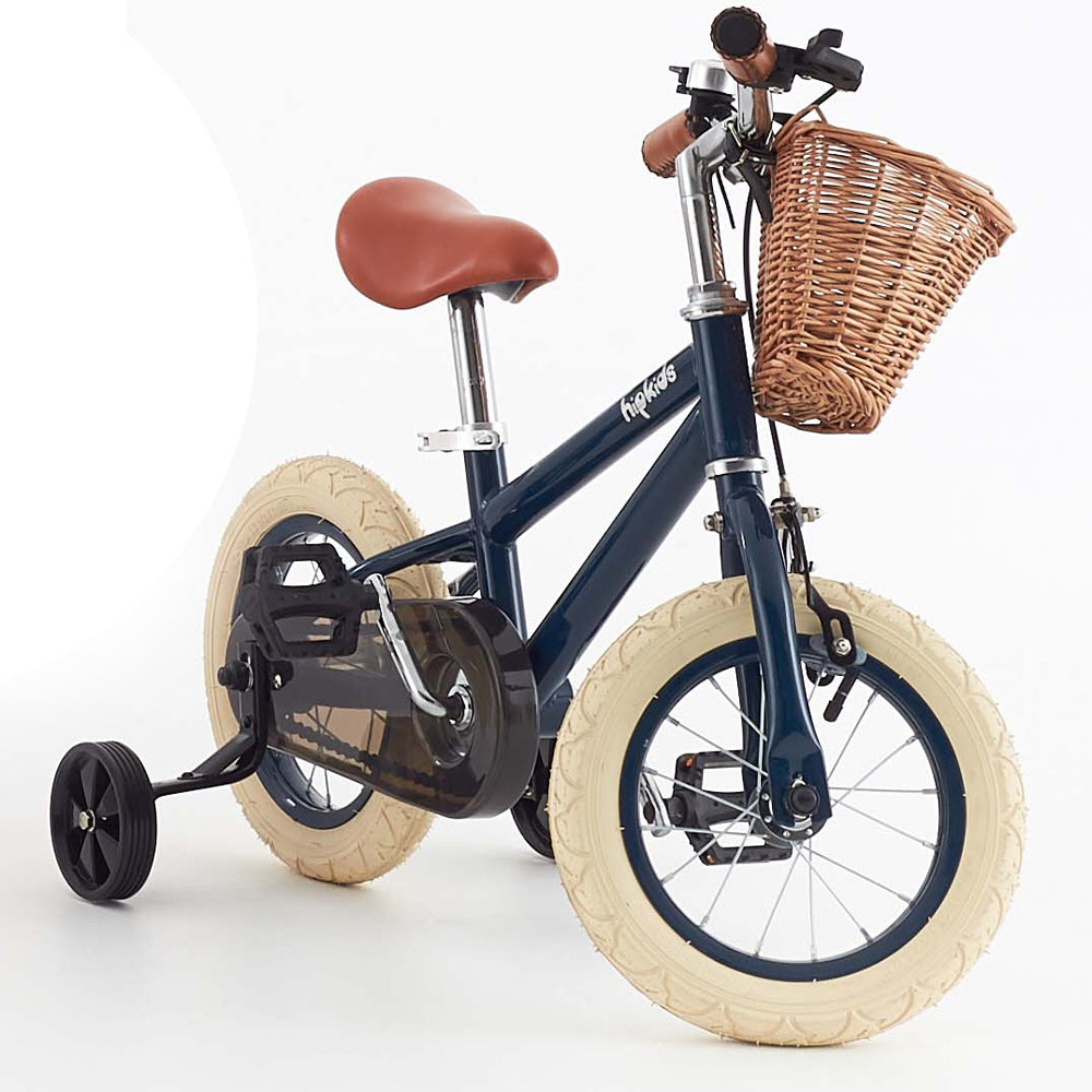 Classic Kids Steel Bike with Wicker Basket - 4 cols