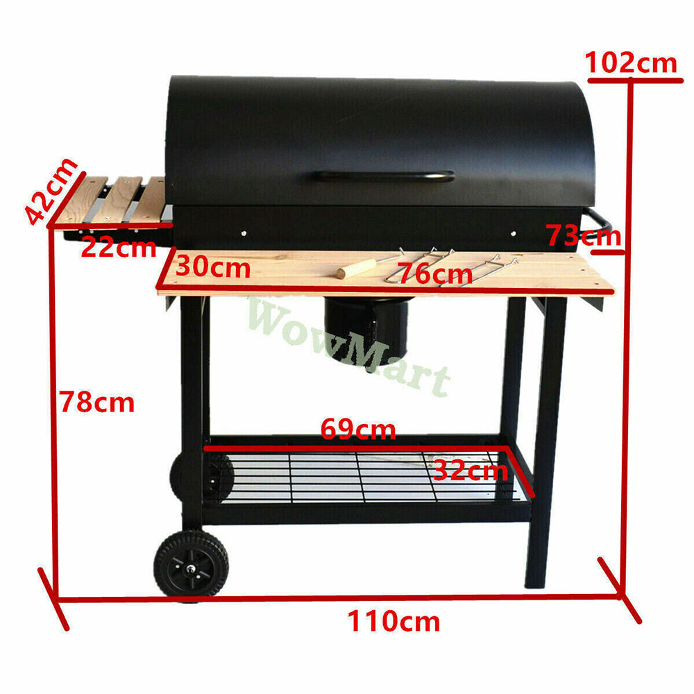 Amigo Chrome-Plated Big Charcoal BBQ w/Hood - 110 X 72 X 102cm