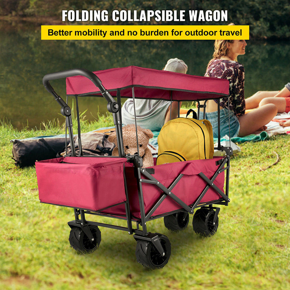 Beach & Garden Folding Wagon w/ Shade/Canopy - 3 Cols