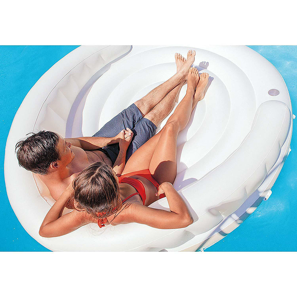 SweetLife Inflatable Floating Island Lounge w/Detachable Sun Shade Pool - Deluxe Home Delight