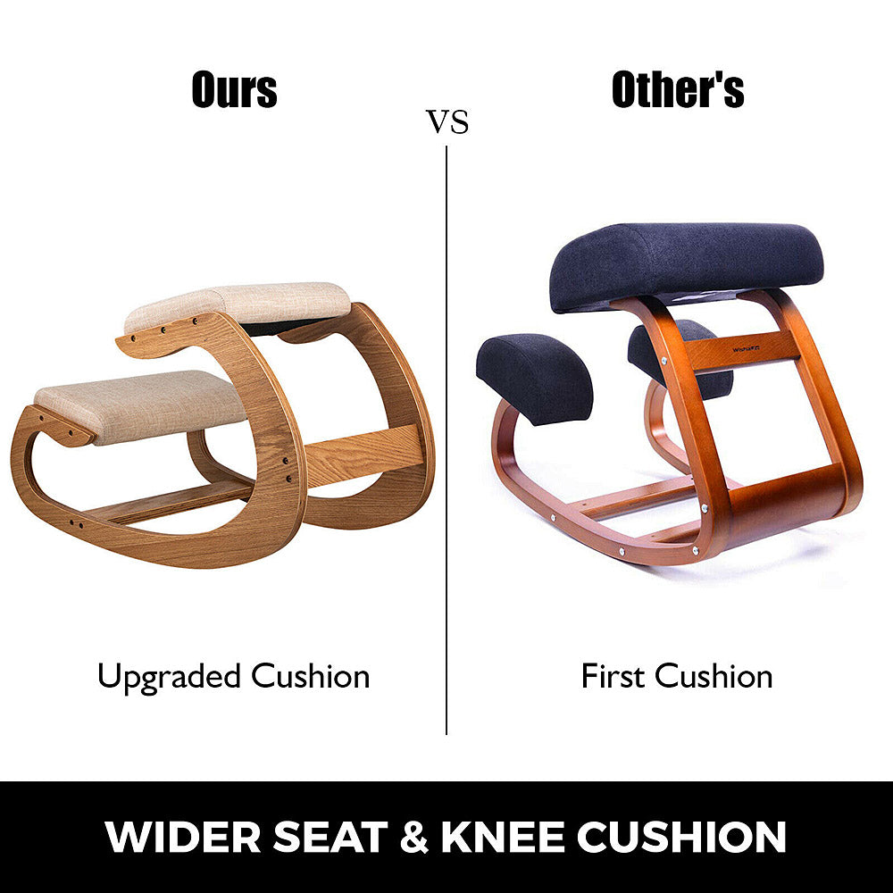 FitHealthy Ergonomic Wood Kneeling Chair W/ Cushion