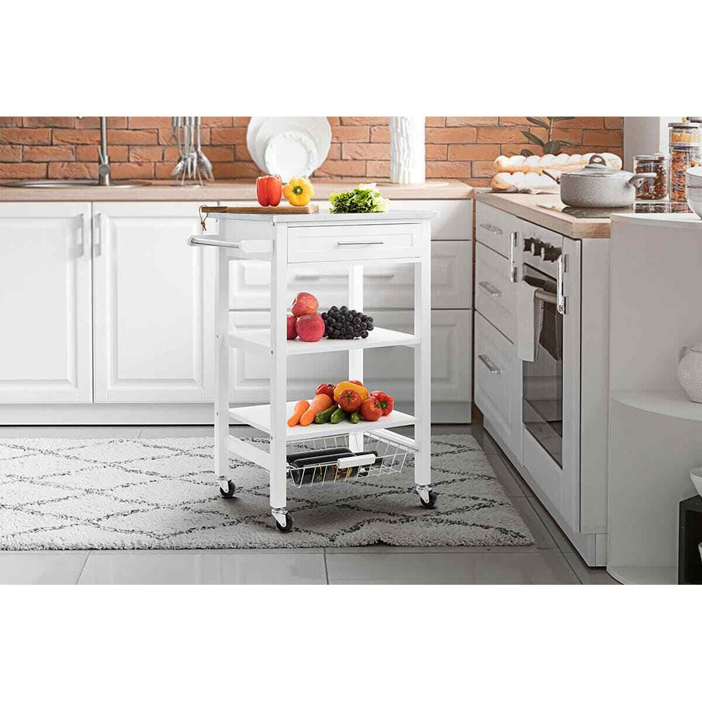 Fidelia Stainless Steel Kitchen Trolley - White or Grey