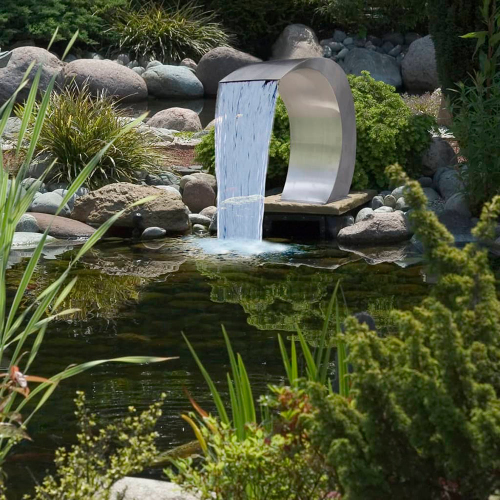 Dora Garden Waterfall/Pool Fountain in Stainless Steel 17.7" x 11.8" x 23.6"