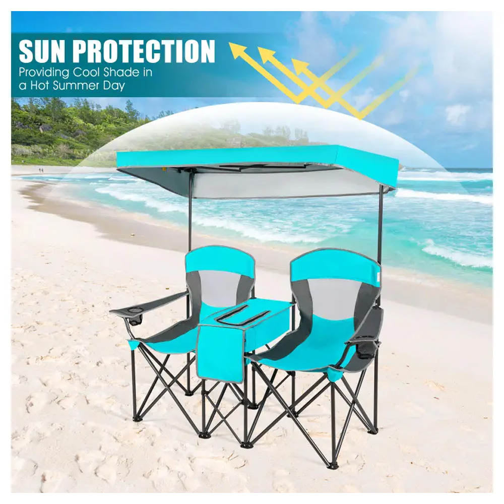 SunnyLife Outdoor Camping & Beach Chair w/Sun Shade/Canopy & Carry Bag