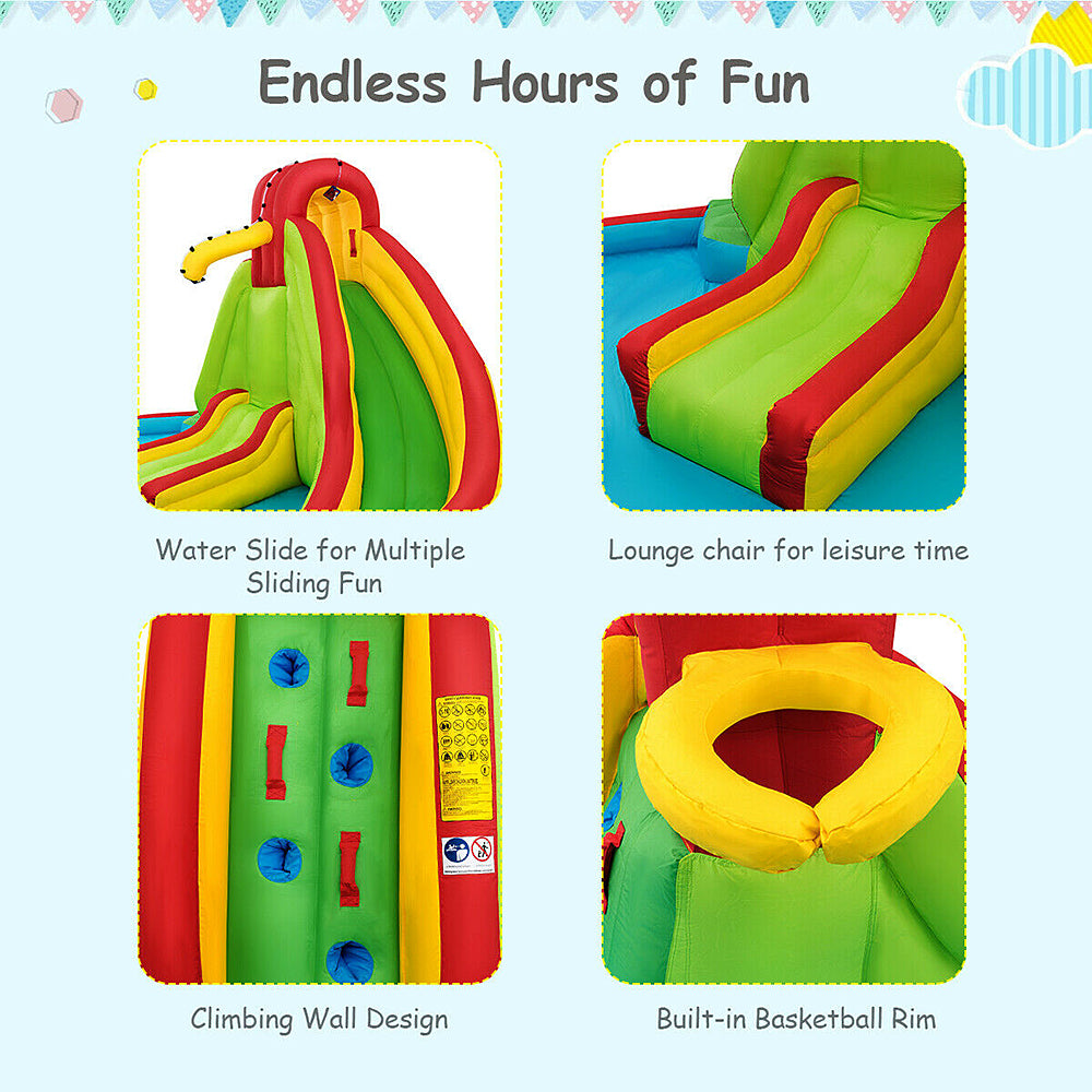 FunLovin' Inflatable Jumping Castle w/Water Slide, Water Cannon, Basketball