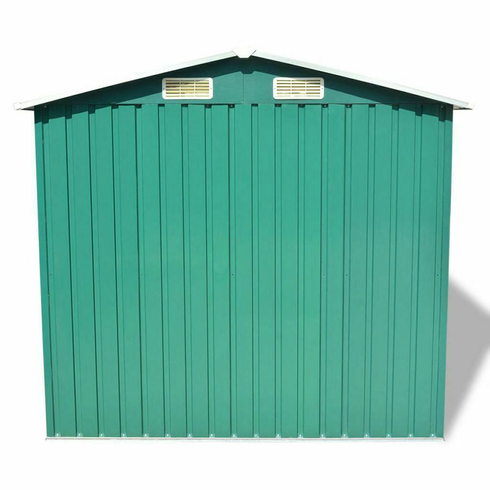 Large Grey Metal Garden Storage Shed - 204x132x186 cm in Green or Grey - Deluxe Home Delight